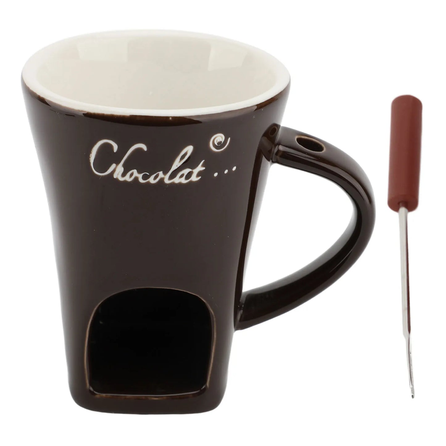 Chocolate Melting Cup Chocolate Melting Fondue Mug Ceramic Butter Warmer Pot Chocolate Melting Supplies with Fork for Kitchen