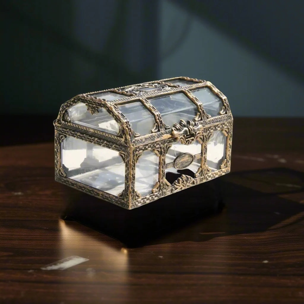 1PC Plastic Transparent Pirate Treasure Box Crystal Gem Jewelry Box Storage Organizer Chest Treasure for Jewelry Gem Trinket Box