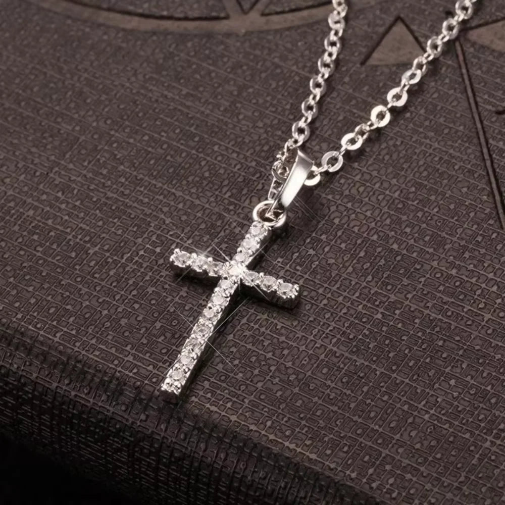 Cross Pendant Rhinestone Inlay Adjustable Necklaces Women Solid Color Solid Color Summer Pendant Necklace Jewelry Women