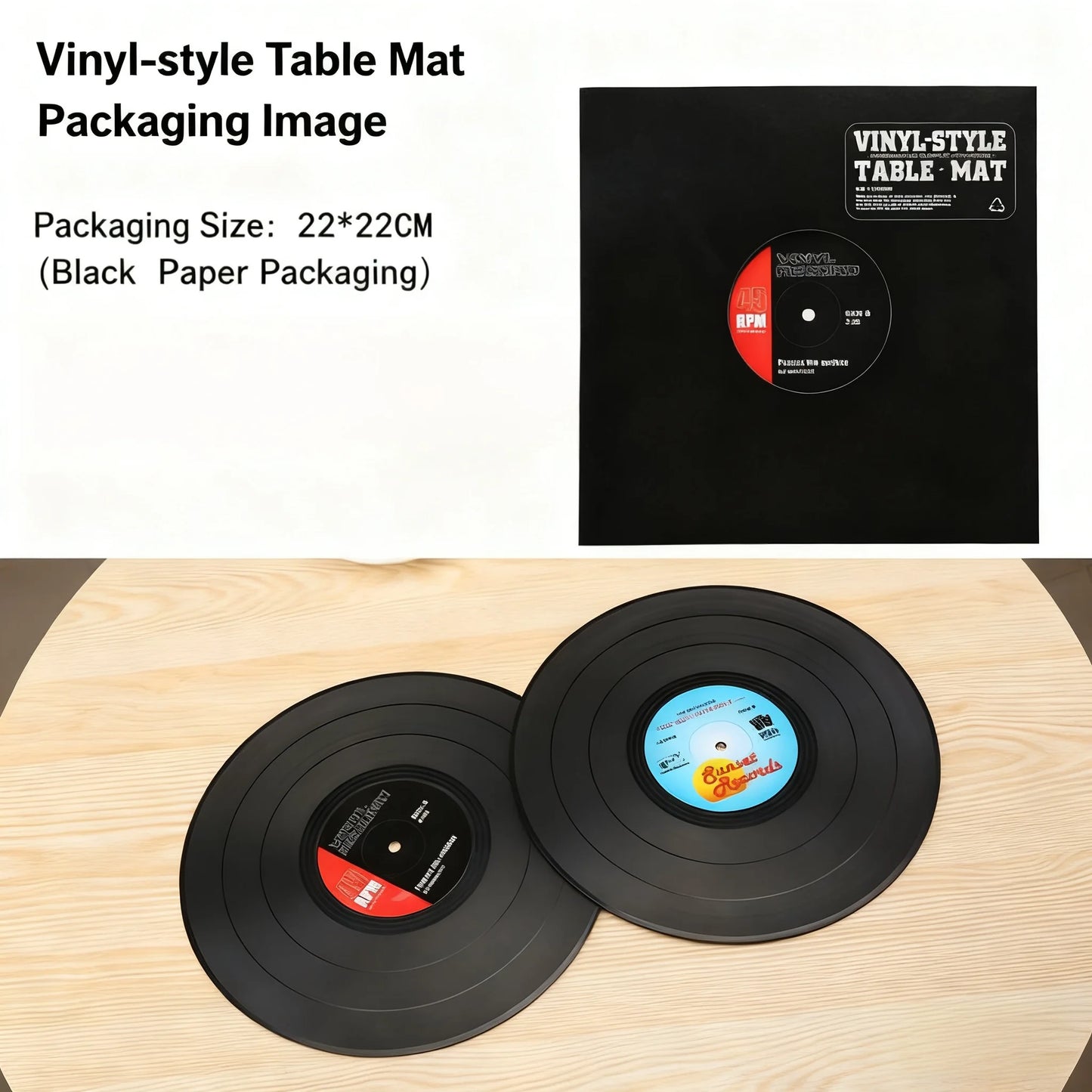 6pc Record Cup Plastic Retro Disk Cup Mat Anti-slip Coffee Coasters Heat Resistant Drink Mug Mat Table Placemat Holder Home Deco