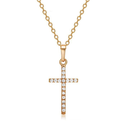 Cross Pendant Rhinestone Inlay Adjustable Necklaces Women Solid Color Solid Color Summer Pendant Necklace Jewelry Women