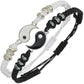 2 PC Jewelry Set Couple Black White Tai Chi Bracelet Rope Adjustable Chain Set
