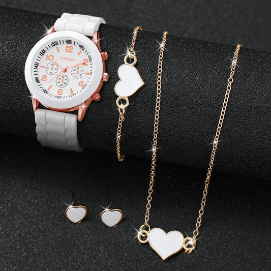 5/6PCS Women Watches Fashion Silicone Band Women Quartz Watches Jewelry Gift (Without Box)