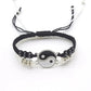 2 PC Jewelry Set Couple Black White Tai Chi Bracelet Rope Adjustable Chain Set