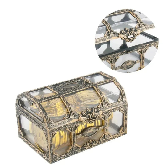 1PC Plastic Transparent Pirate Treasure Box Crystal Gem Jewelry Box Storage Organizer Chest Treasure for Jewelry Gem Trinket Box