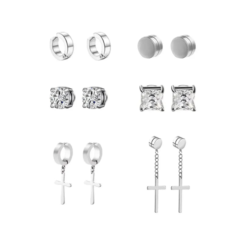 1-12 Pair Fashion Magnetic Clip Ear Stud Non Piercing Earrings Fake Earrings Gift for Men Women Jewelry