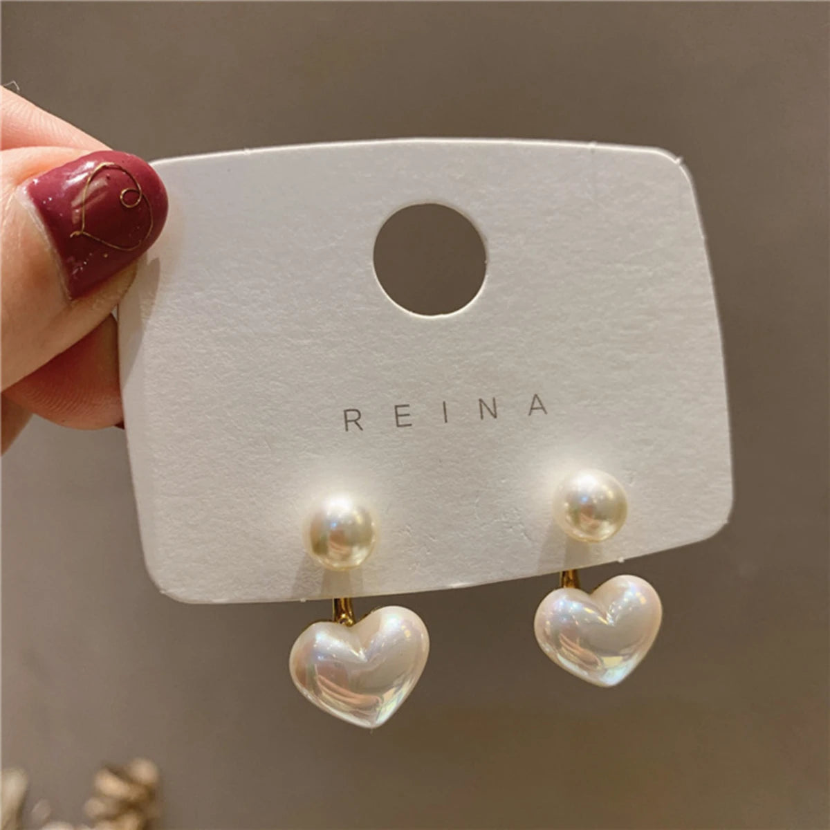 2 WOMEN'S Creative Minimalist Love Pearl Earrings