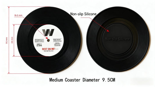 6pc Record Cup Plastic Retro Disk Cup Mat Anti-slip Coffee Coasters Heat Resistant Drink Mug Mat Table Placemat Holder Home Deco
