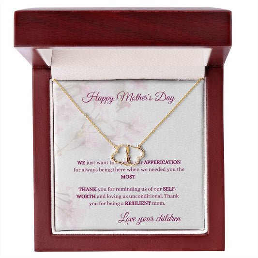 DOUBLE HEART Necklace- Happy Mother's Day FROM SON