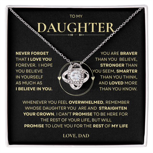 Beautiful Gift for Daughter From Dad "Never Forget That I Love You" Necklace