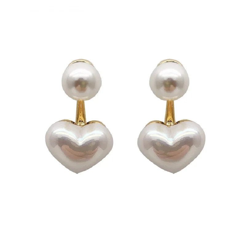 2 WOMEN'S Creative Minimalist Love Pearl Earrings
