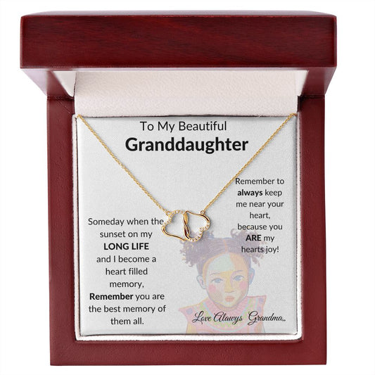 To granddaughter from grandma- double heart necklace
