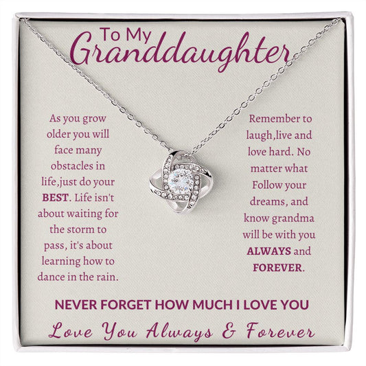 To my granddaughter- love knot necklace
