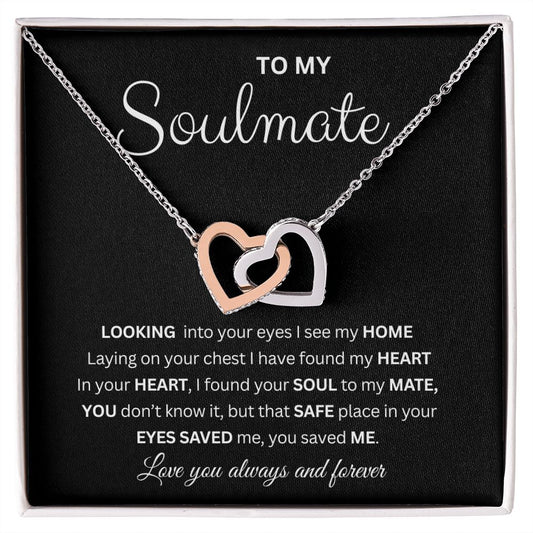 Interlock double heart necklace- to my soulmate